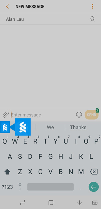 Tap the SC logo on the top-left corner of mobile keyboard.