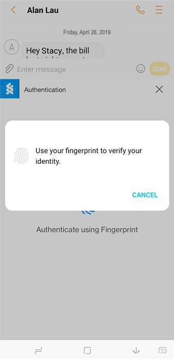 Authenticate with your fingerprint registered on SC Mobile App.