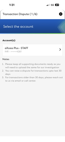 In txn dispute step 