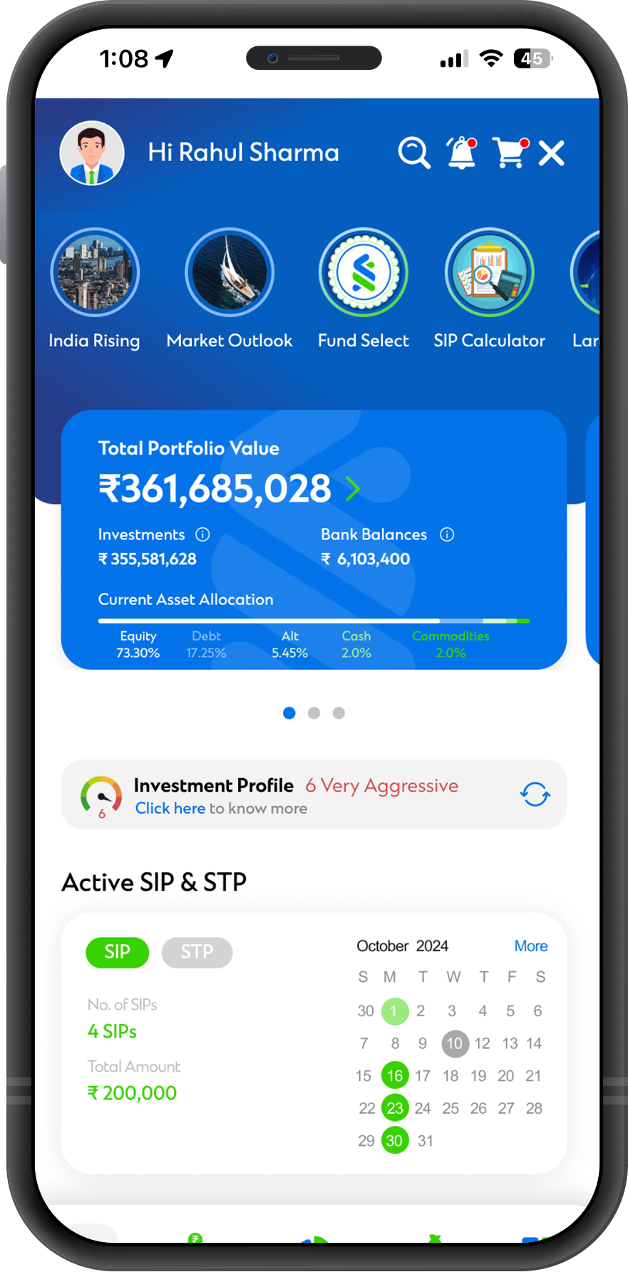 In existing clients dashboard