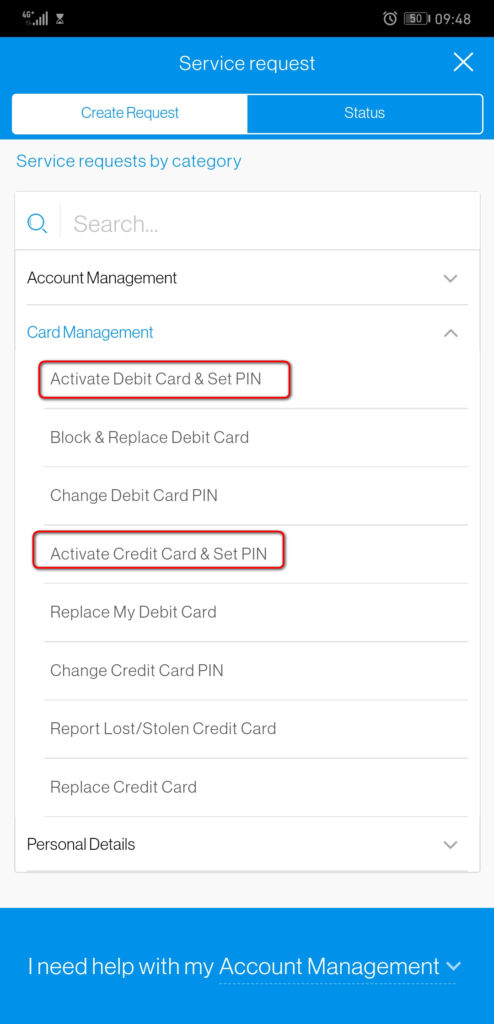 Ke how to activate credit and debit card step
