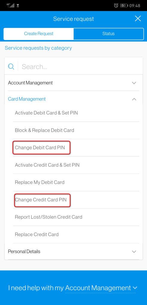 ke how to do a pin reset for credit or debit card step4