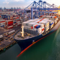 Container port and container ship transportation