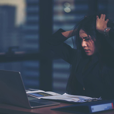 The young busy women work with the computer to dealing with business problem