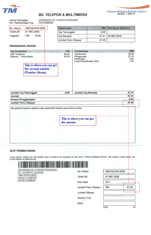 Telekom Sample Bill Standard Chartered Malaysia