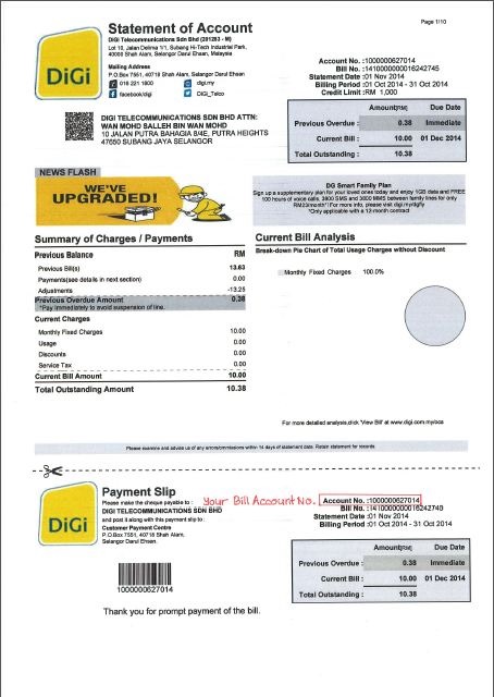 Digi Sample Bill Standard Chartered Malaysia