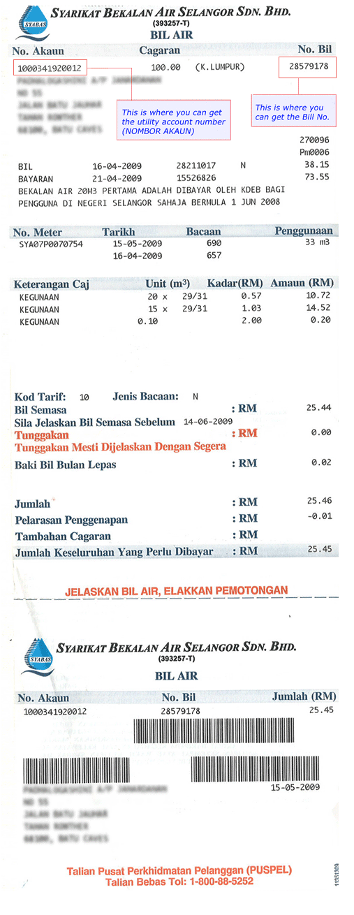 Selangor payment air bill Air Selangor