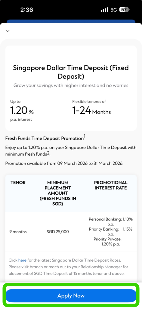 Mobile time deposit apply now