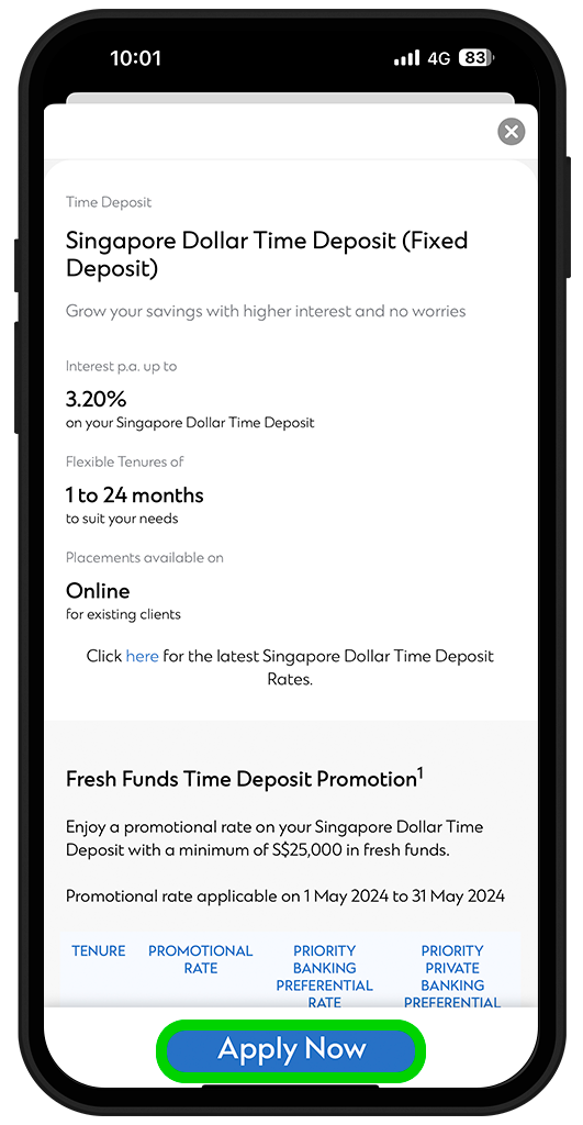Mobile time deposit apply now