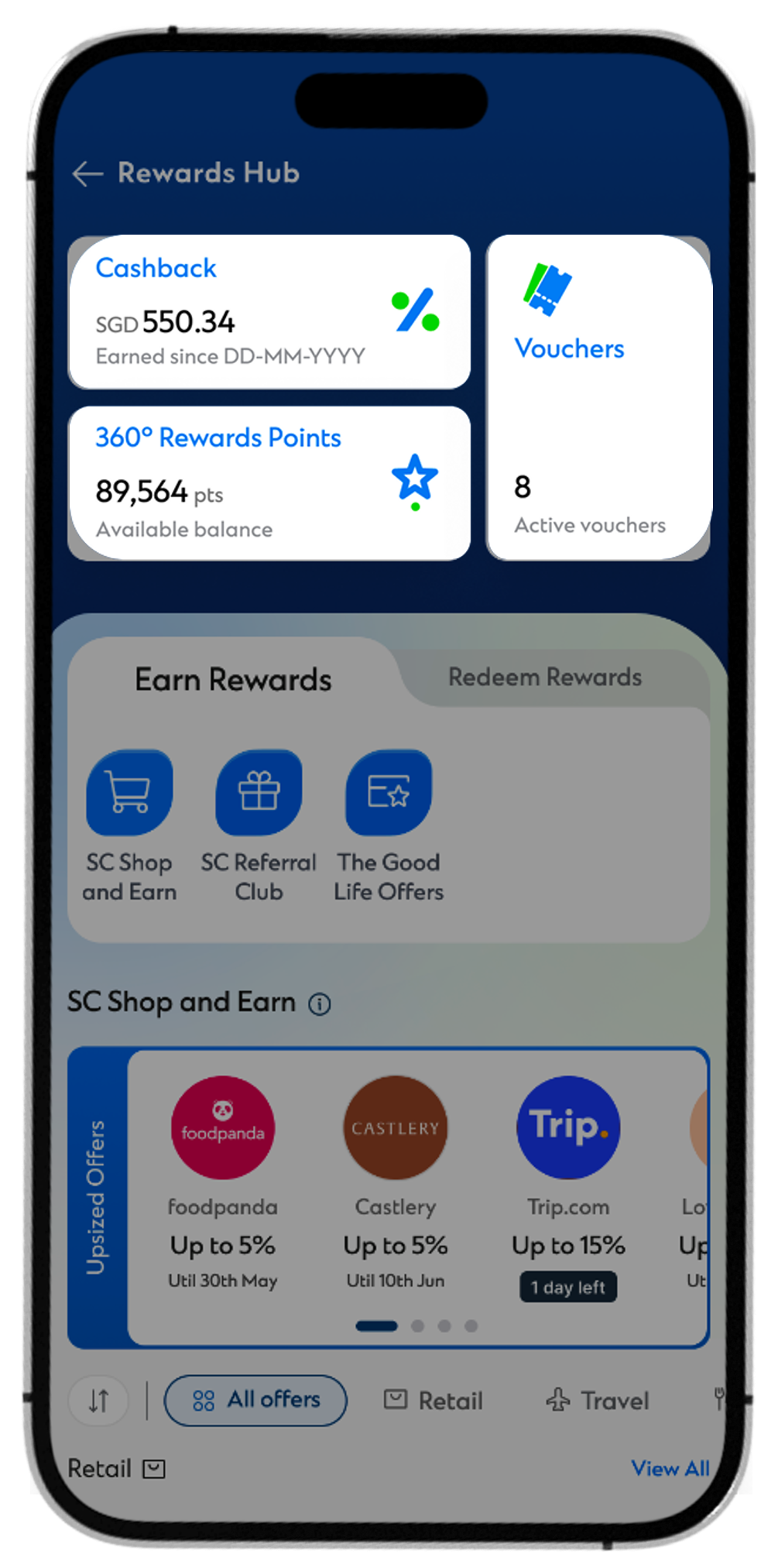Reward hub cashback step