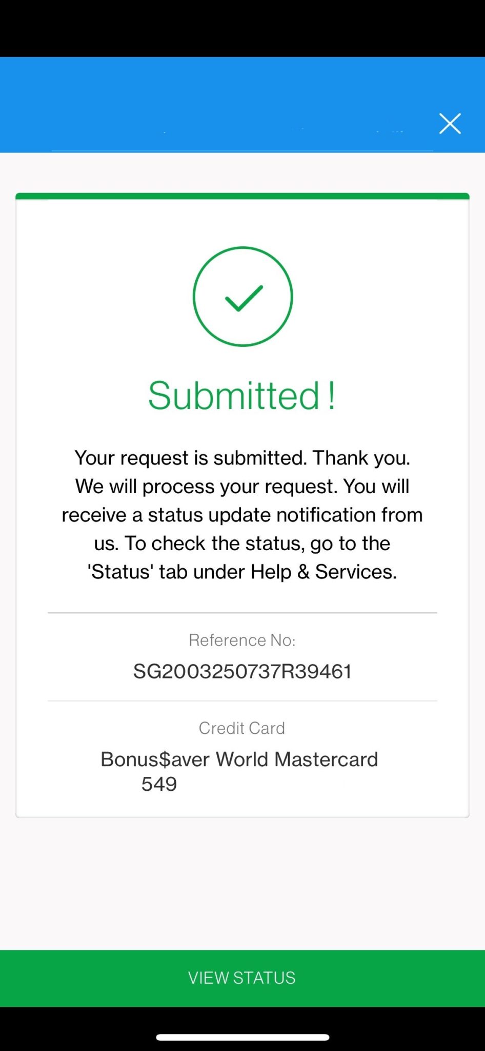 CC Statement Cycle Date Change Standard Chartered Singapore