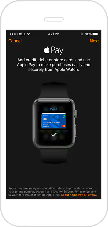 Add Standard Chartered card securely on Apple Watch
