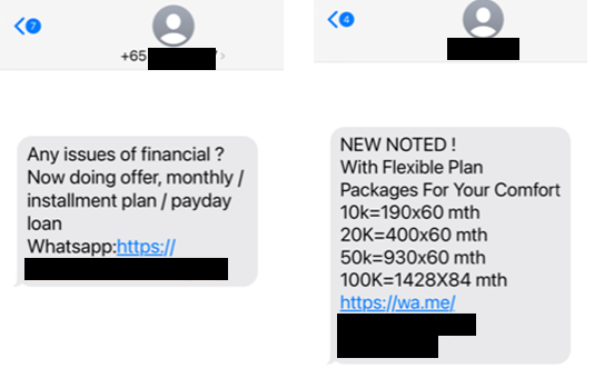 Sg loan scam text out
