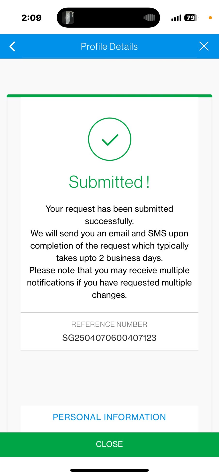 Your request has been submitted