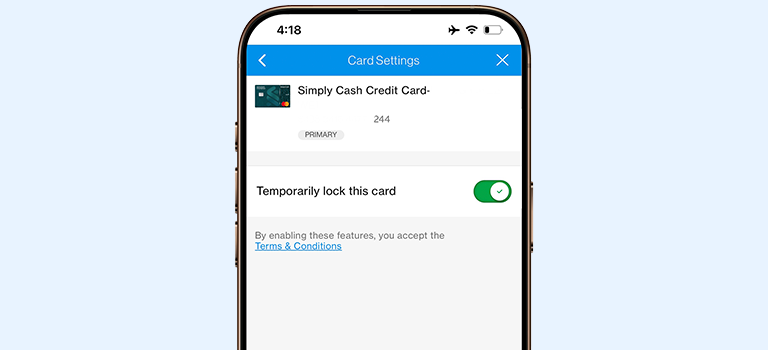 Sg travel smart temporarily lock card