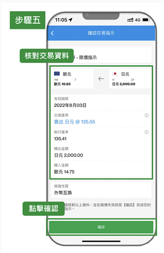 外幣留單 step 