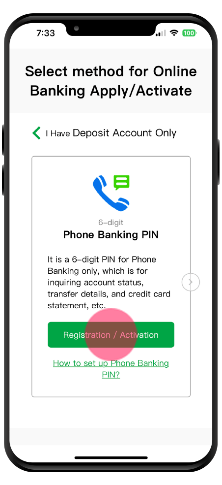 Online banking application en step 