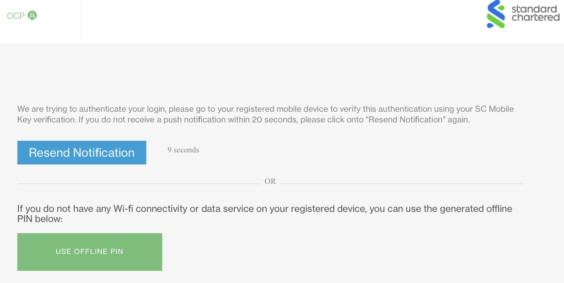 How to login to Online Banking using SC Mobile Key PIN (Offline PIN