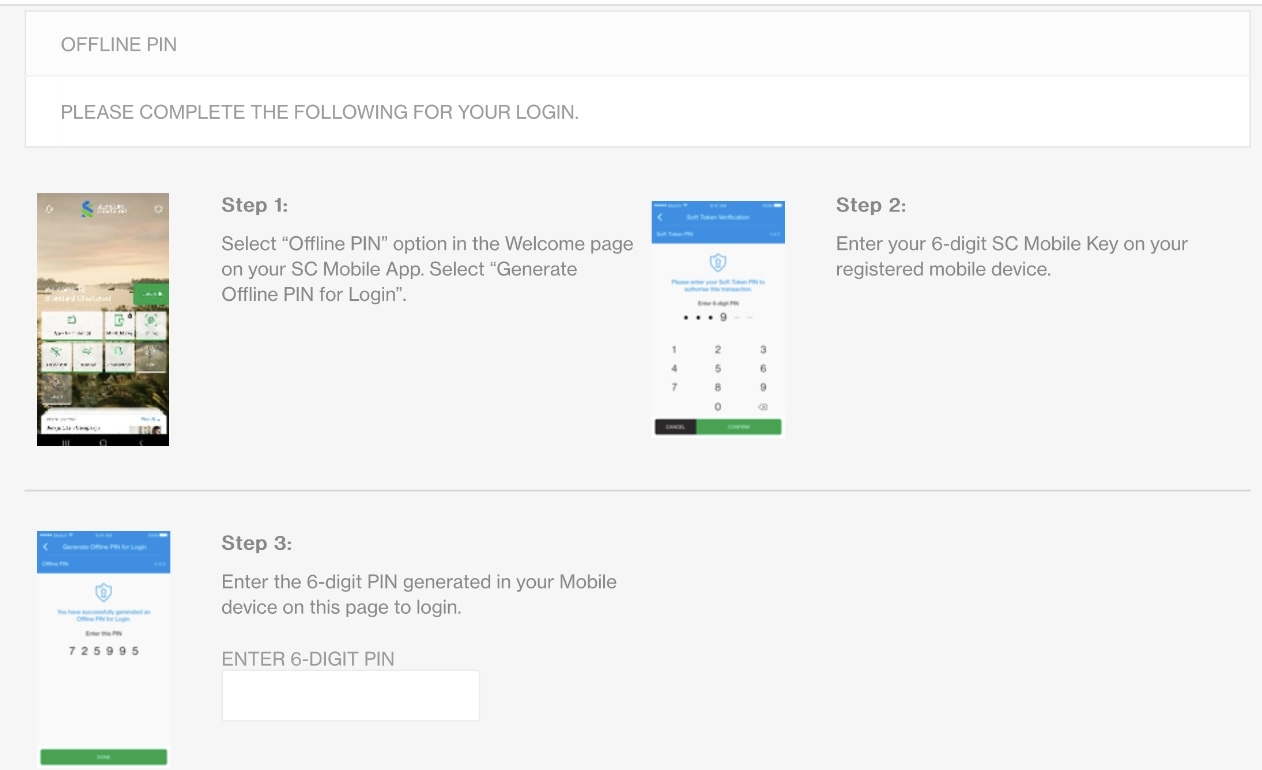How to login to Online Banking using SC Mobile Key PIN (Offline PIN